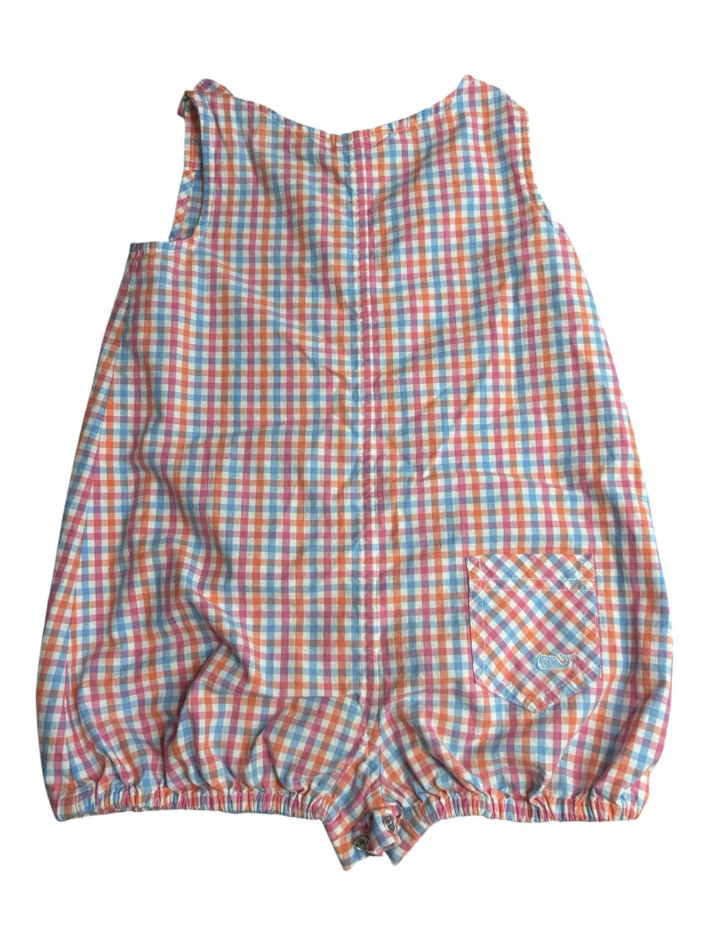 VINEYARD VINES Multicolor Gingham Pocket Baby Whale Bubble Romper Size 12/18m - Picture 2 of 6